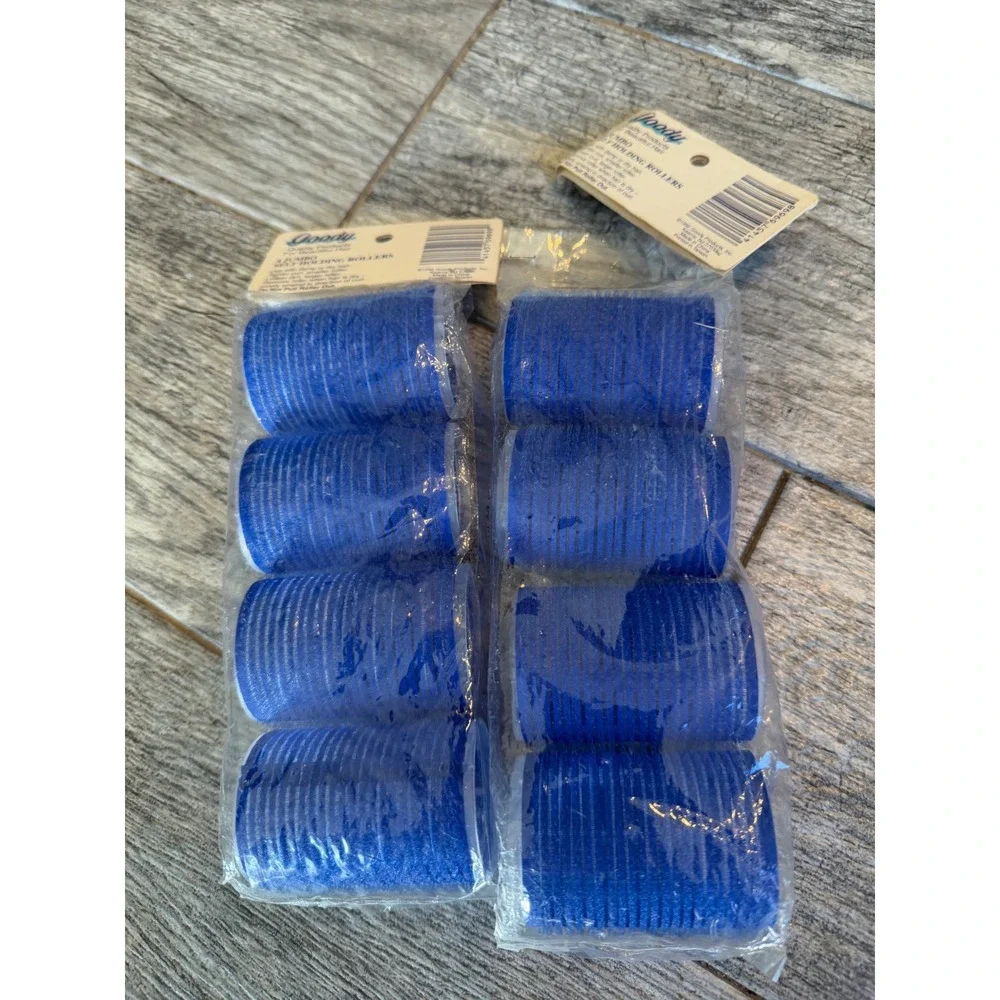 Goody Hair Rollers Jumbo Blue Self Holding 1992 Vintage 8 pc NWT 69698 Curlers‎